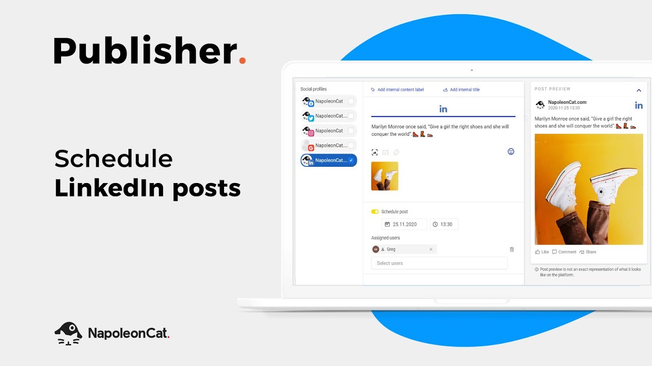 Publisher - Schedule LinkedIn posts with NapoleonCat