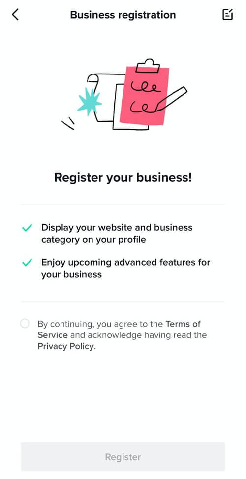 TikTok Affiliate Marketing - business registration