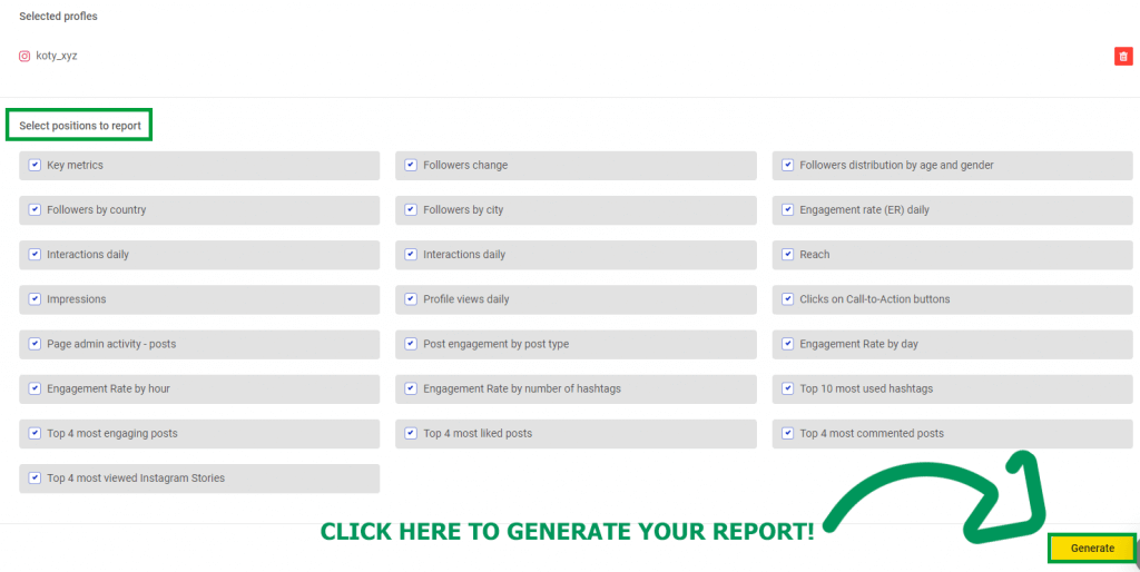 Generating a report in NapoleonCat